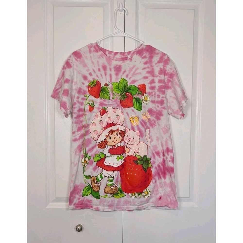 WildBrain T-Shirt Strawberry Shortcake Pink/White Tie Dye Size Medium